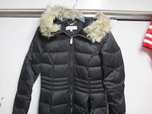 "ELIZA J" WOMENS HOODED PUFFER COAT SIZE (XS) EUC BLACK FULL ZIP & POCKETS WARM - Picture 1 of 6
