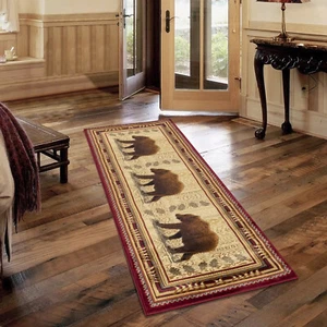 2x8 (2'7" x 7'3") Runner Bear Rustic Lodge Cabin Area Rug **FREE SHIPPING** - Picture 1 of 4