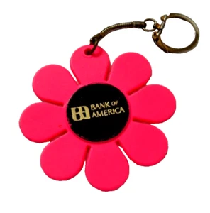 BANK OF AMERICA Llavero Llavero FLOR ROSA Plástico Troquelado De Colección 3" - Imagen 1 de 3