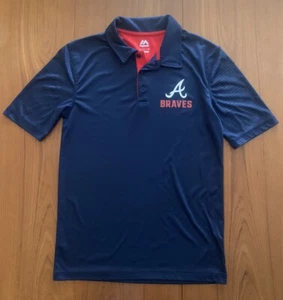 Atlanta Braves Men’s Polo Size Small MLB Navy Blue Performance Top Dri Fit - Picture 1 of 6