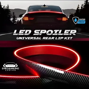 Kit de labio trasero alerón LED universal negro para luz de freno de maletero de coche - Imagen 1 de 13