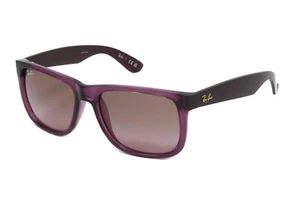 Occhiali da sole Ray Ban Justin unisex quadrati plastica misura XS 51mm viola trasparente - Foto 1 di 5