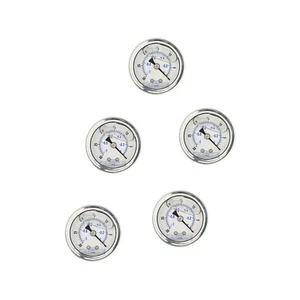 5 PACK LIQUID FILLED VACUUM GAUGE -30-0 PSI, 1.5" FACE, 1/8" NPT BACK MOUNT - Picture 1 of 3
