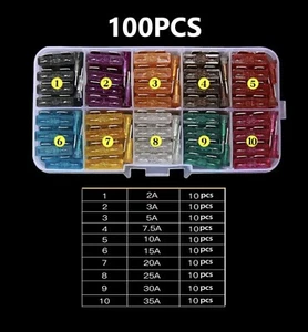 Surtido de fusibles de hoja media de 100 piezas para automóvil automóvil motocicleta SUV FUSIBLES APM ATM UTV - Imagen 1 de 6