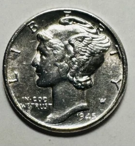 1945 10C Silver Mercury Dime Low Circulated. Bx 13.289 - Picture 1 of 2
