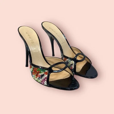 CASADEI Floral Luxury Heels Mules Sandals Shoes LEATHER MADE IN ITALY SZ  8.5 B - Image 1 of 4