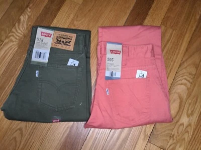 Levi's Kids/Girl 12 Straight Leg Jeans 26x26, 2 pairs, 505 & 513 Green & Pink - Image 1 of 4
