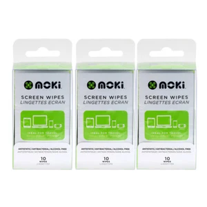 3x 10pc Moki Disposable Antistatic/Alcohol Free Laptop/Computer Screen Wipes - Picture 1 of 2