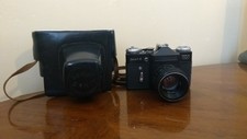 Zenit E Moskva 80 SLR Film Camera with leather over neck case and strap