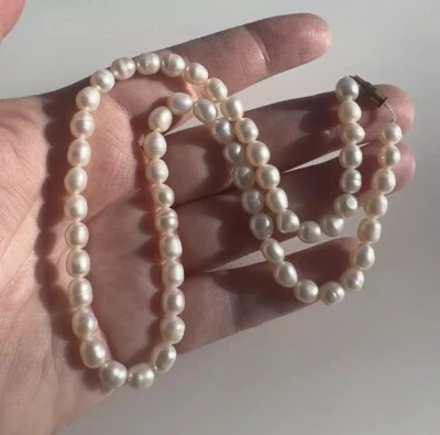 Collar de perlas barrocas de agua dulce enchapadas en plata fina vintage Estate 16" Foto 1 de 4