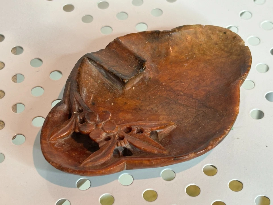 Винтажная антикварная китайская щетка ручной работы из мыльного камня стиральная машина блюдо чаша цветы - Изображение 1 из 4