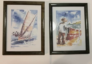 Pair Of Original Sophen Martinique Watercolor Paintings Signed And Numbered - Picture 1 of 15