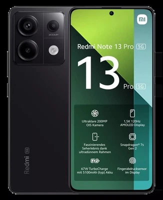 Xiaomi Redmi Note 13 Pro 5G Schwarz 256 GB Ohne Simlock Refurbished Gut - Bild 1 von 2