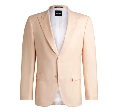 Boss Chaqueta Hombre Slim Fit En Satén De Mezcla Lana 50540709Colore Naranja Luz - Imagen 1 de 4