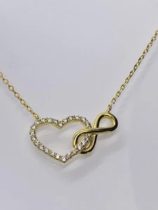 Filigrane Kette Herz & Unendlichkeit Silber 925 Vergoldet 18K NEU Ungetragen - Bild 1 von 9