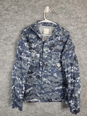 US Navy NWU Type I Working Uniform Shirt Mens Medium Short Blue Digital Camo - Imagem 1 de 4