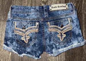 Rock Revival Kira -Embellished Pockets Distressed Shorts Size: 25 - Picture 1 of 13