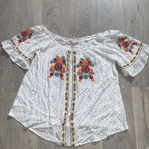 Festliches Boutique Entro besticktes Kurzarm Top Gr. L - Bild 1 von 6