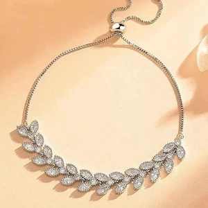5 Ct Round Cut Lab Created Diamond Women's Bolo Bracelet 14K White Gold Plated - Picture 1 of 5