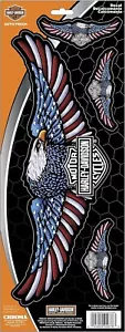 Harley-Davidson Patriot American Eagle rojo blanco y azul 1 grande 3 calcomanías pequeñas - Imagen 1 de 1