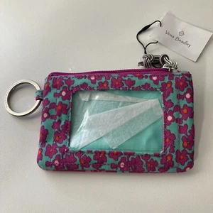 vera bradley ditsy dot coin purse Womens Pink Lighten Up Zip ID Case - Picture 1 of 13