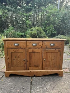 Antique Solid Pine Country Sideboard Dresser Server Store Drawers Cupboard - Picture 1 of 17