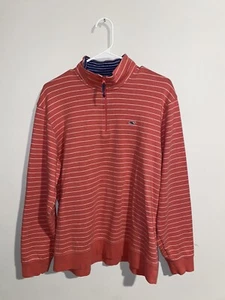 Vineyard Vines Herren lang 1/4 Reißverschluss Größe Large Gestreifter Pullover Pullover Pink - Bild 1 von 4