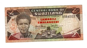 Swaziland Billet 2 Emalangeni 1987 P13 VF BON ETAT - Picture 1 of 2