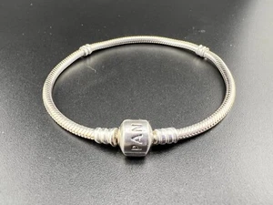 PANDORA MOMENTS ALE STERLING SILVER 925 SNAKE CHAIN CHARM BRACELET 7.9" - Picture 1 of 4