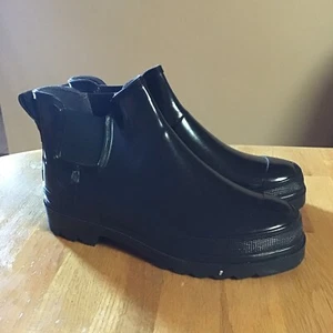 Eddie Bauer Rubber Rain Boots Women Size 8M Black - Picture 1 of 5