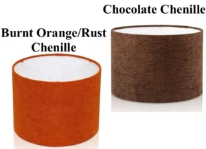 Handmade Burnt Orange / Chocolate Fine Chenille Style Drum Lampshade - Picture 1 of 6