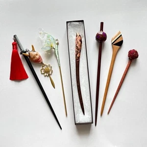 Japanese Kanzashi Kimono Hair Ornament Set of 6 used JAPAN - Picture 1 of 20