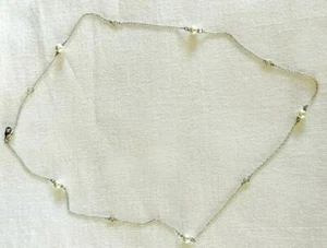 VTG CC  925 Sterling Silver Pearls + Gem Stones Scatter Necklace 18" Chain USA - Picture 1 of 10
