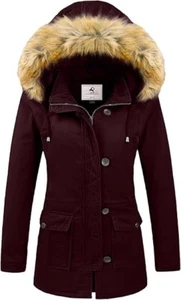 Uoiuxc Women's Winter Coat Warm Puffer Thick Parka Jacket with Fur Hood Sz L - Picture 1 of 6