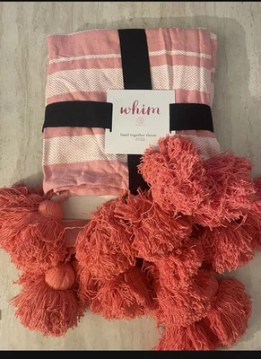 NUEVO CON ETIQUETAS Martha Stewart WHIM Manta Lg Borla Banda para Tirar Juntos Azul 50""x 60"" Foto 1 de 2