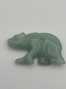 Carved Stone Bear Green Pendant Charm - Picture 1 of 4