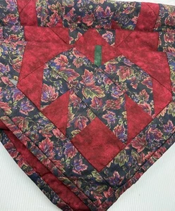 Gorgeous Handmade 56”Patchwork Table Runner Quilted Red Floral Fall HolidayDecor - Picture 1 of 15