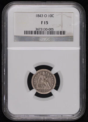1843 O Liberty Seated Dime NGC F-15 - Image 1 of 4