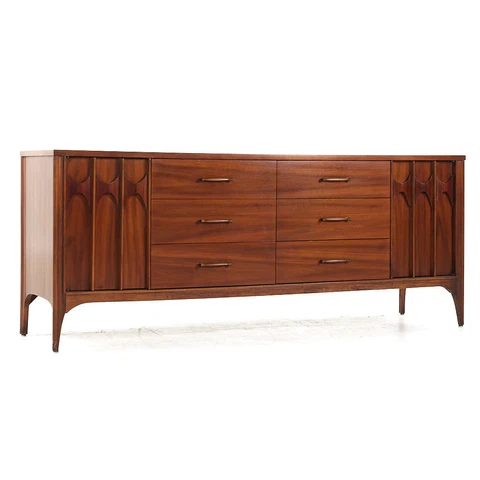 Kent Coffey Perspecta Mid Century Walnut and Rosewood 12 Drawer Cover