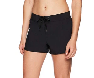 Coastal Womens Drawstring Curve Hem Swim Board-shorts Black 38" Waist, L (12-14) - Picture 1 of 2