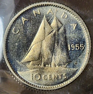 CANADA ELIZABETH II 10 CENTS 1955 HEAVY CAMEO - ICCS MS-65 - Picture 1 of 3