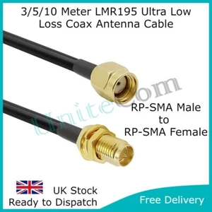 Ultra Low Loss RP-SMA żeński męski 3/5/10M przedłużacz anteny Wi-Fi 2,4/5GHz - Zdjęcie 1 z 6