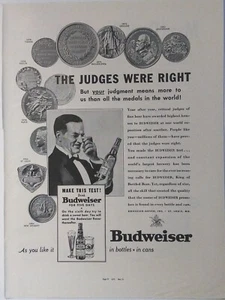 Anuncio impreso cerveza Budweiser 1937 vintage, los jueces tenían razón - Imagen 1 de 1