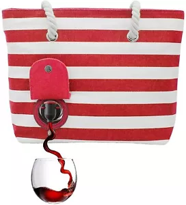PortoVino Beach Wine Tote Beach Bag with Hidden, Insulated Compartment - Picture 1 of 6