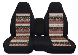 Fundas de asiento de coche camión negro-rojo azteca negro se adapta 98-03 Chevy S10 60-40 respaldo alto - Imagen 1 de 10