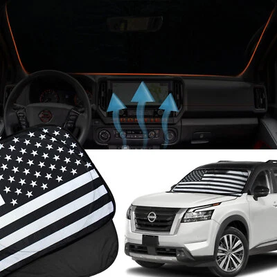 Cubierta parasol parabrisas de coche con bandera grande de Estados Unidos apta para Nissan Frontier 2010-2025 Foto 1 de 4