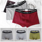 Brand Men's Underwear Lycra Cotton Striped Underpants Low Waist Boxer Briefs