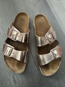 Birkenstock Arizona Leather Sandals Rose Gold Size 41 EU/ 10-10.5 US - Picture 1 of 10