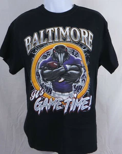 Baltimore Ravens It's Game Time Tshirt Black 100% Cotton Size Med - Picture 1 of 3