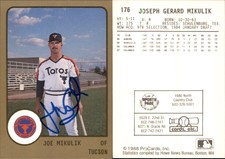 Joe Mikulik Signed 1988 ProCards #176 Card Tucson Toros Auto AU